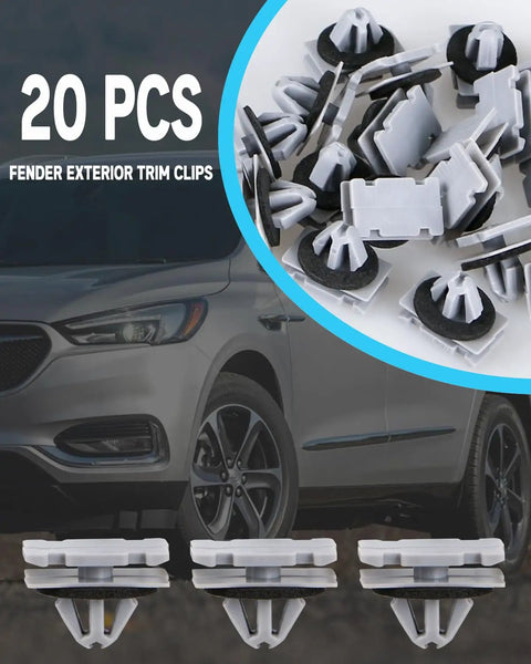 20 Pcs Fender Exterior Trim Clips designed for quick locking, black and gray nylon material for securing body panels.