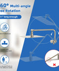 Diagram showing 11-inch extension arm with 360° rotation for Pro Grade High Pressure 10 Inch Rain Shower Head Combo With Handheld.