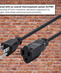 Heavy Duty 6 Foot Extension Cord 16 AWG SJTW Indoor Outdoor Power Cable 3 Prong 125V 13A NEMA 5-15P to NEMA 5-15R ETL Listed