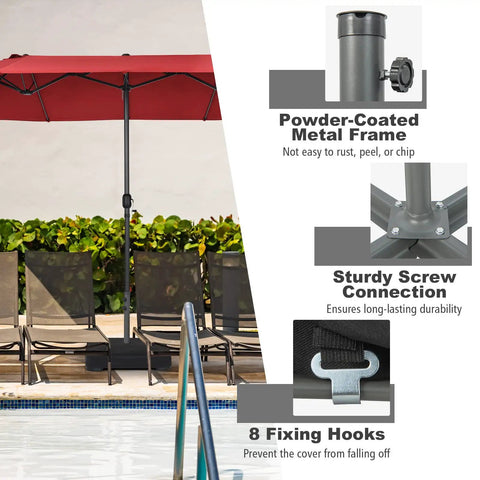 Heavy Duty 200 Lb Umbrella Base With Two Sandbags For Market Patio And Poolside Use, Adjustable Knobs, All Weather Cover