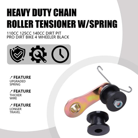 Heavy Duty Chain Tensioner With Spring For 110cc 125cc 140cc Dirt Pit Pro Dirt Bikes And ATVs, Black, with upgraded spring.