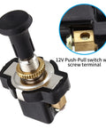 Push Pull Light Switch 12V Two Pack 8mm Thread On Off Toggle Switch For Car Boat Golf Cart Truck Marine Black Round Handle, screw terminal