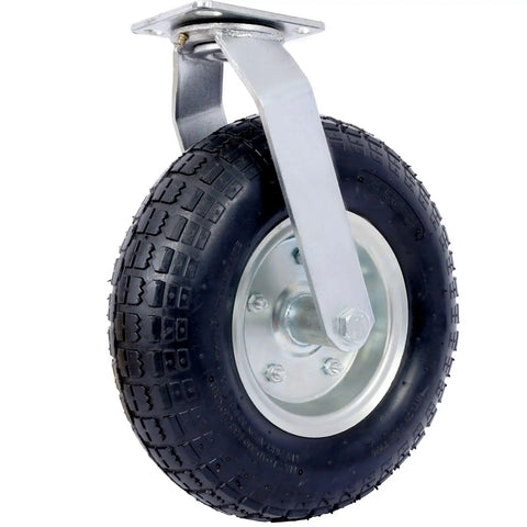 No Sweet Glide 12 Inch Pneumatic Caster Wheels Set With Precision Ball Bearings And Knobby Ribbed Rubber Tires, showing wheel detail.
