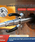 Spring Loaded Grease Coupler With Aluminum Alloy Body Locking Design attached to machinery fitting