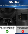 Honda AC Heater Blower Motor Fan Replacement plug comparison for Civic 2001-2005, specifying coupe/sedan compatibility