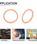 Premium Copper Sealing Washers 30Mm Inner 36Mm Outer 2Mm Thick 4Pack Flat Ring Gaskets displayed for car engine and ship assembly use.