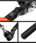 Set Of 4 Front Inner And Outer Tie Rod End Kit For Chevy Silverado 1500 1999-2006 And GMC Sierra 1500 1999-2006 Classic 2007 22mm Thread Power Steering Rack Pinion Compatible Replacement detail view of black steel tie rod end