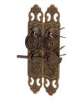 Brass Cabinet Faceplate With Lucky Pattern And Vertical Straight Handle Dope Vintage Oriental Door Pull Plate In Antique Bronze Finish
