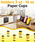 High Capacity Cup And Lid Organizer For Coffee Stations in a kitchen with paper cup and straw display