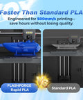 Comparison of Flashforge Rapid PLA and Standard PLA for 3D printing speed and quality.