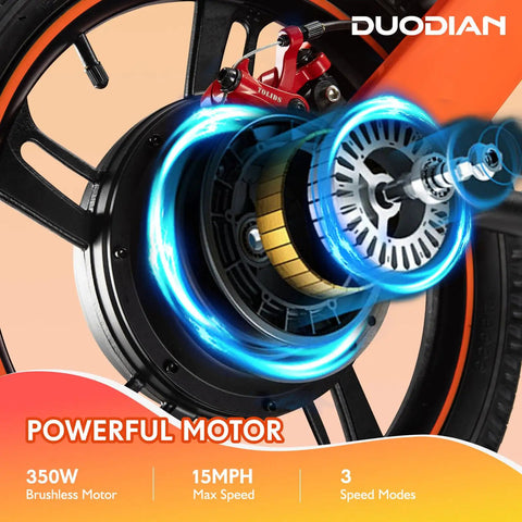 Kids Electric Bike With 350W Motor 36V 7.8Ah Battery Zippy Up To 15.5 MPH, 15 Mile Range, 16 Inch Pneumatic Tires, Off Road Balance Bike For Ages 6 And Up, Youth All Terrain Electric Bicycle rear wheel motor detail