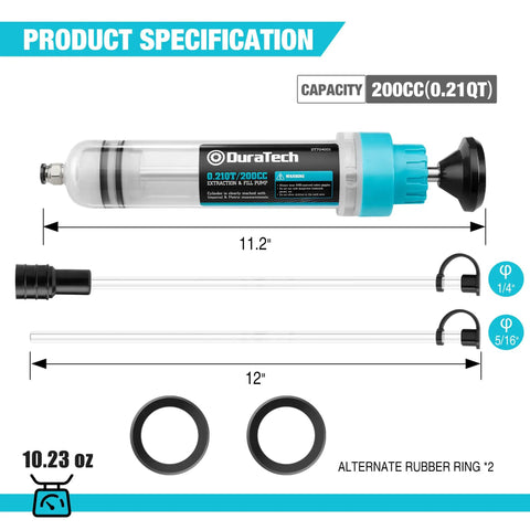 200Cc Fluid Extractor For Cars With Long Extension Tubes And Anti Drip Connector, Powerful Suction Oil Syringe
