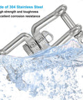 M6 Jaw To Jaw Swivel Shackle Forged From 304 Stainless Steel Holding Down A Badass 661 Pound Load Rating in water with bubbles.
