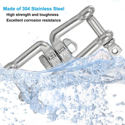 M6 Jaw To Jaw Swivel Shackle Forged From 304 Stainless Steel Holding Down A Badass 661 Pound Load Rating in water with bubbles.
