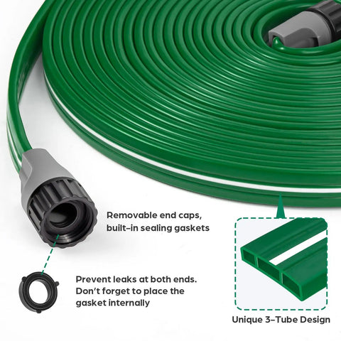 Heavy Duty Sprinkler Hose With Holes 50Ft For Lawn And Garden High Efficiency Watering System With Three Tube Design