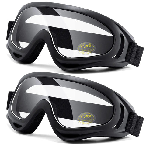 Two Pack ATV Dirt Bike Goggles For Snow Skiing And Off Road Riding Dope Windproof Waterproof Motocross Goggles With Thick Foam Anti Fog Lenses Adjustable Strap Suitable For Adults And Kids Protective Gear For Trail And Racing.
