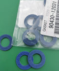 Oil Drain Plug Gasket Set And Crush Washer Replacement For Toyota, Aluminum 0.82 Inch Outer Diameter 0.47 Inch Inner Diameter 0.07 Inch Thick, 10 Pack Replaces 90430-12031, Durable Automotive Seal, blue gaskets in bag