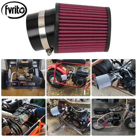 62mm Air Filter Cleaner Kit for Predator 212cc and 196cc 224cc Clones GX engines, red filter, attached to mini bikes and go-karts.