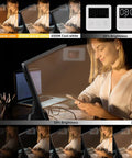 LED Desk Lamp With Wireless Charger 3 in 1 Fast Charging Station Touch Control Desk Lamp With Clock Alarm 3 Lighting Modes And Stepless Dimming For Home Office Eye Caring Black showing color and brightness settings with user interaction.