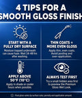 Infographic with tips for using Slick Wet Look Stone Sealer Hella Durable Water Based Color Enhancer for best finish.