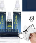 YoGo Vision lens cleaner spray set with 3 bottles and 10 microfiber cloths for eyeglasses and electronics