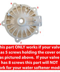 Water Softener Repair Kit With Four Clips 7116713 And Four O Rings 7170288 Plus Silicone Lubricant for DIYers showing 5-screw valve cover.