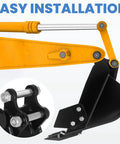 Built Tough Mini Excavator Attachment with High Manganese Steel Tooth and Two Pins, easy installation shown on backhoe bucket