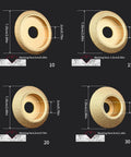 Four Pro-Grade Diamond Grinding Wheel For Marble And Granite, 20mm Bore, Bevel Edge V-Notch Profile, various sizes.