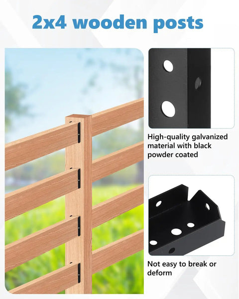 Heavy Duty 2x4 Fence Bracket Set For Wood Rails And Deck Railings 20 Pack Black 2x4 Post Brackets 1mm Thick 18 Gauge Screws Not Included Built Tough Steel For Long Lasting Outdoor Use