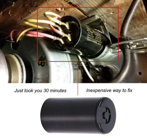 Installed Garage Door Opener Motor Starting Capacitor Replacement Plug And Play 50 60 MFD 220 VAC 60 Hz Compatible With 18004B