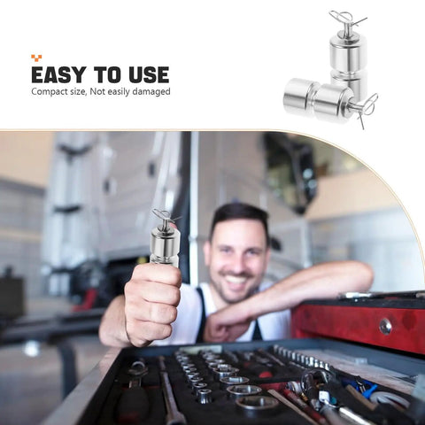 Mechanic holding a Trailer Tailgate Lifting Assist Rollers Kit with Aluminum Alloy Rollers Pins and Washers for easy gate operation
