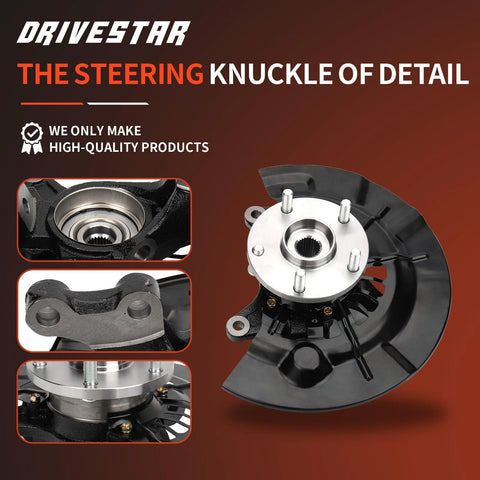 Direct-Fit Front Left Steering Knuckle And Wheel Bearing Hub Assembly Replacement For 2012-2016 Toyota Camry 2.5L L4 Driver Side