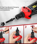 Steps for tool-free mandrel change on Rivet Nut Gun With 16 Inch Stroke Adjustment and Pro Grade 19 Mandrels M3 to M12