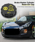Pontiac Brake Master Cylinder Tank Reservoir Cap For Solstice And Saturn Sky 2007 2008 2009 2010 Replacement 15271573 With Tight Seal Dust Moisture Guard Easy Fit displayed in front of car