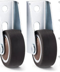 Low Profile Side Mount Caster Wheels Kit, 2 brown rolling casters with 4 screws, metal wheel design