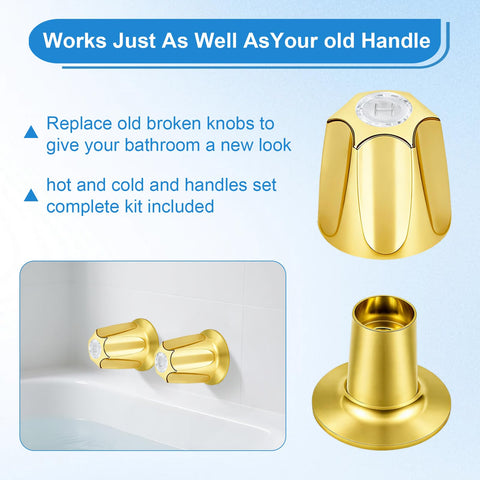 Gold Bathtub Shower Trim Kit for Price Pfister Valve with 2-piece knob and faucet handles shown installed.