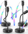 4 Pack Food Table Fans With 2000mAh Rechargeable Battery, USB Powered Portable Fans With Flexible Goose Neck And Soft Blades