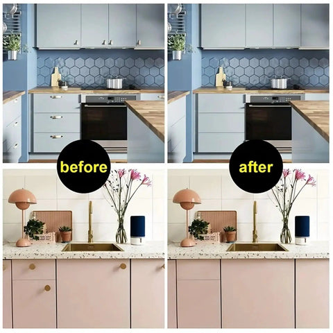 Kitchen transformation before and after with Magnetic Touch Latch Set 10 Pack For Cabinets And Drawers No Fuss Hands Free Push To Open Cabinet Hardware Soft Close Easy Release Kitchen Door Release Buckle Durable Magnetic Lock Kit installed