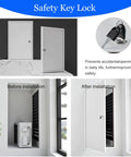 Heavy Duty Metal Drywall Access Panel With Lock And Key Soundproof Plumbing Inspection Hatch For Attic Ceiling showing safety key lock and installation steps.