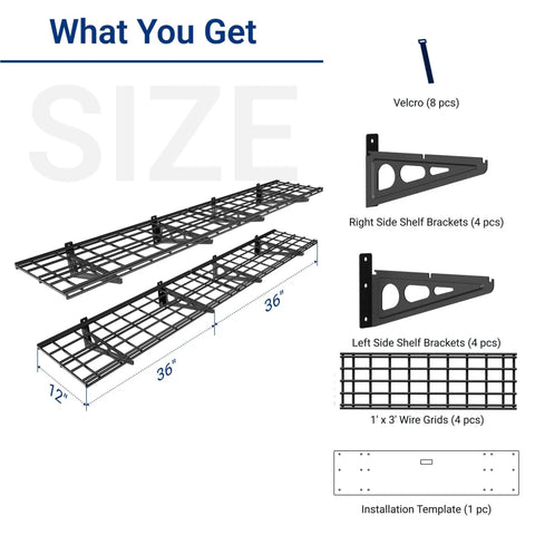Two Pack 1x6 Foot Wall Mounted Floating Shelves Black For Garage Storage Pantry Or Kitchen Easy Stud Mount Classic Series
