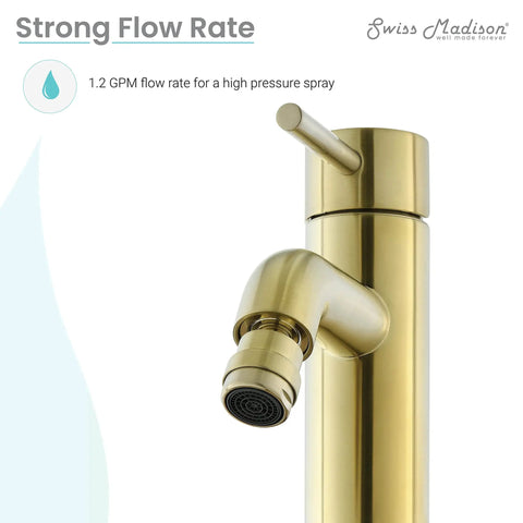 Ivy Bidet Faucet Brushed Gold Solid Brass Build Easy One Hole Install 1.2 GPM Flow Single Handle Hot Cold Control fixture close-up