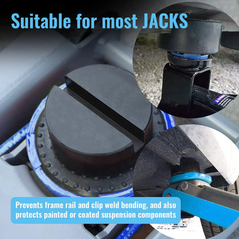 8-pack rubber jack pads for car lifts; dual V-groove and round pads, universal fit (2.95"/2.48").