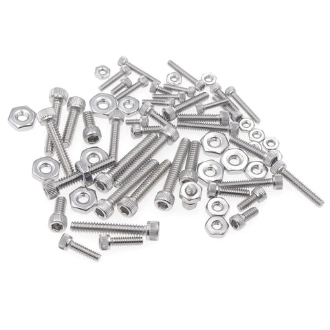 Durable 304 Stainless Steel Hex Socket Head Cap Screws With Nuts Set 360 Piece Assortment Sizes 2-56 4-40 6-32 UNC