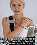Premium Soft Arm Sling Padding To Ease Neck Pressure And Stop Straps From Cutting In plush foam covers on shoulder.