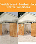 Beefy 20 Foot Black Box Rail Barn Door Kit in rain and snow, supports 450 lbs, rust resistant for outdoor weather conditions