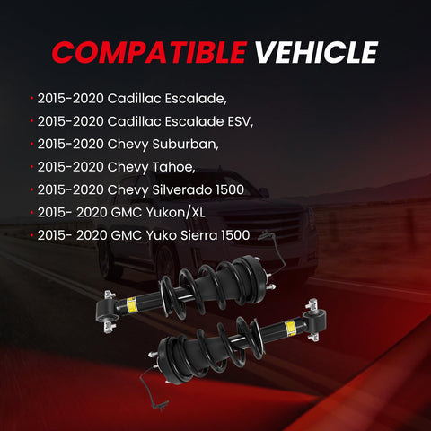Cadillac Escalade Front Magnetic Strut Shock Assembly Pair for 2015 to 2020 Models Also Fits Chevy Tahoe Suburban Silverado GMC