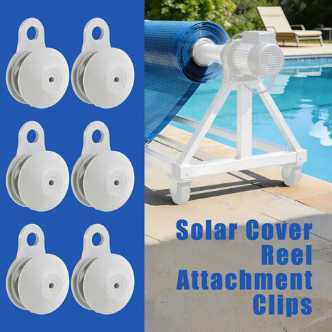 Keep Your Pool Blanket Locked Tight With These Rock Solid Solar Cover Reel Clips Featuring Slick Strap Holders And Dependable Tarp Fasteners For Above Ground And Inground Pools. Set of six durable ABS white clips.