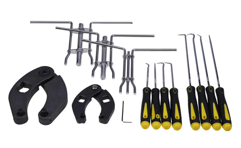 Adjustable Gland Nut Wrench Set For Hydraulic Cylinders Three Quarter And One Half Inch Must Have Eight Piece Install Tool Set And Three Piston Rod Seal U Cup Installation Tools Universal J05321 Hydraulic Cylinder Tools shown with wrenches and seal installers
