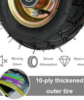 Heavy Duty 360 Degree Swivel Caster Wheels Pair Inflatable Rubber Tires With Parking Brake showing detailed 10-ply thickened outer tire.