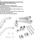 Power Steering Pump Mounting Bracket For LWP 265 283 305 327 350 383 400 Engines Aluminum Alloy Rustproof And Deformation Resistant Easy Install With 14 Tool Kit For Quick Tight Mount, shown with all components displayed on white background.